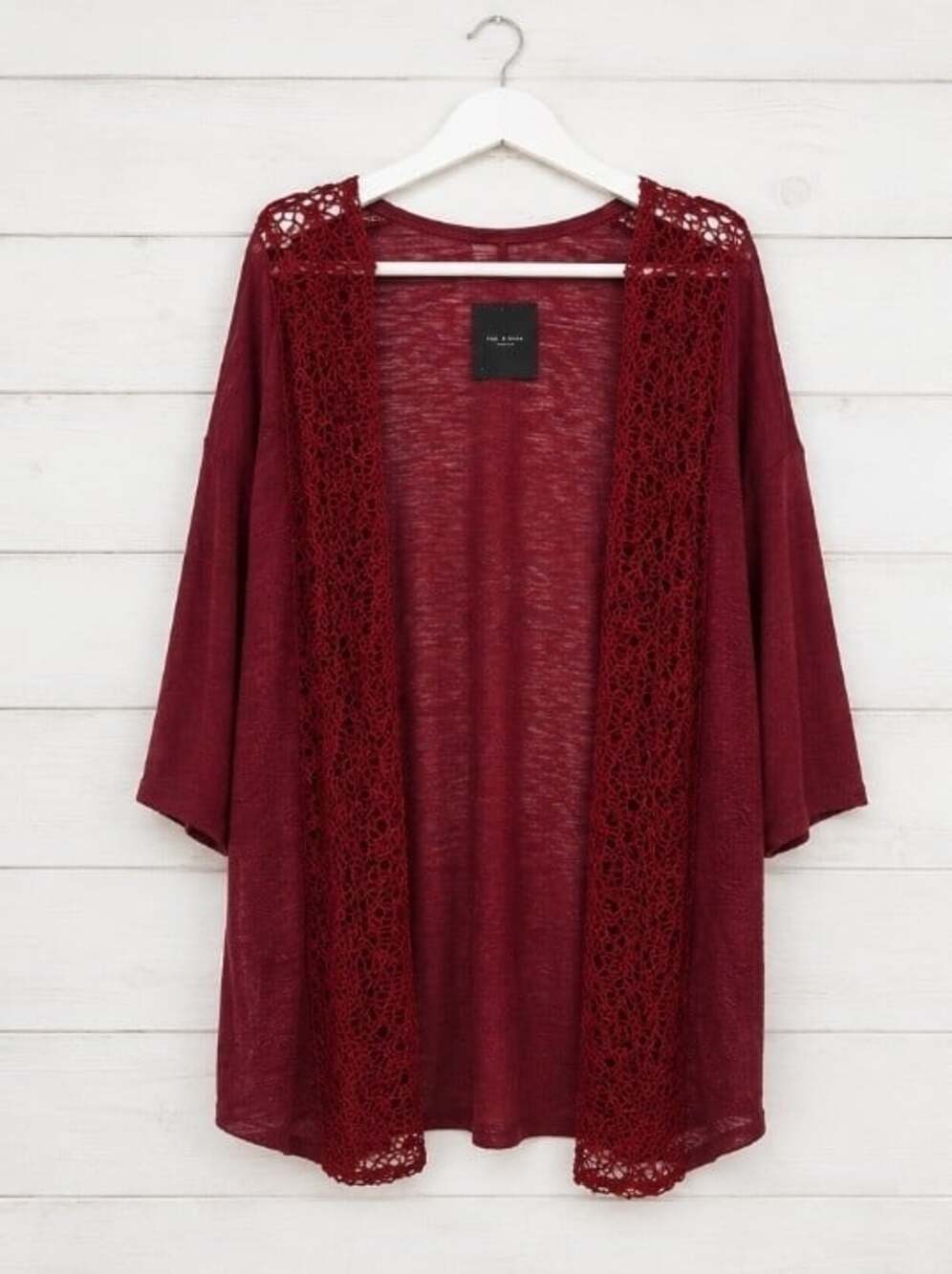 Luxe Addition Women’s Maroon Open Front Lace Knit Cardigan Medium NWT L300 - Picture 3 of 8